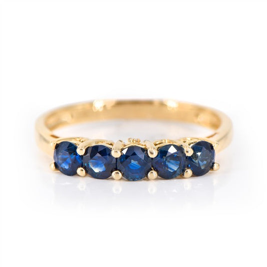 14K Five Stone Blue Sapphire Fashion Ring
