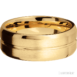 8 mm wide Beveled with Center Accent Groove 14K Yellow Gold band.