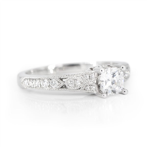 14K Hand-Engraved Diamond Semi-Mount Engagement Ring