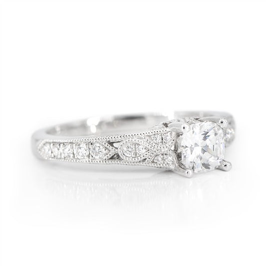 14K Hand-Engraved Diamond Semi-Mount Engagement Ring