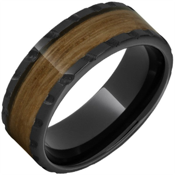 Black Ceramic Band with Single Malt Barrel Inlay