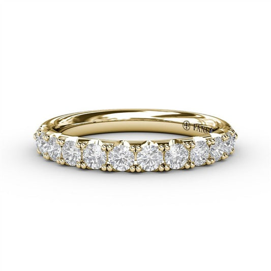 14K Yellow Gold Pave Diamond Wedding Band
