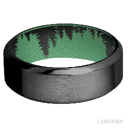 8 mm wide High Bevel Zirconium band featuring a Squatch sleeve.