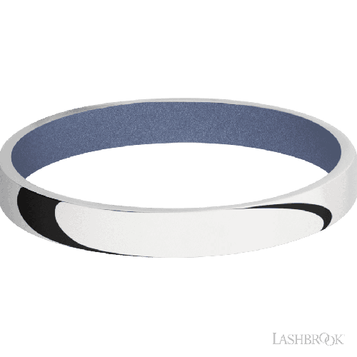 3 mm wide Domed 10K White Gold band featuring a Crushed Orchid sleeve.