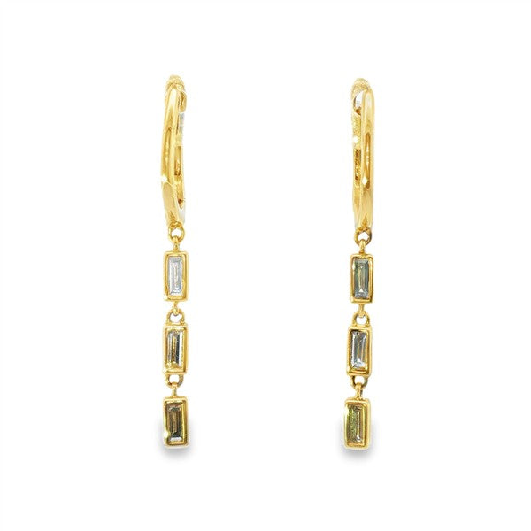 14K Baguette Diamond Dangle Earrings