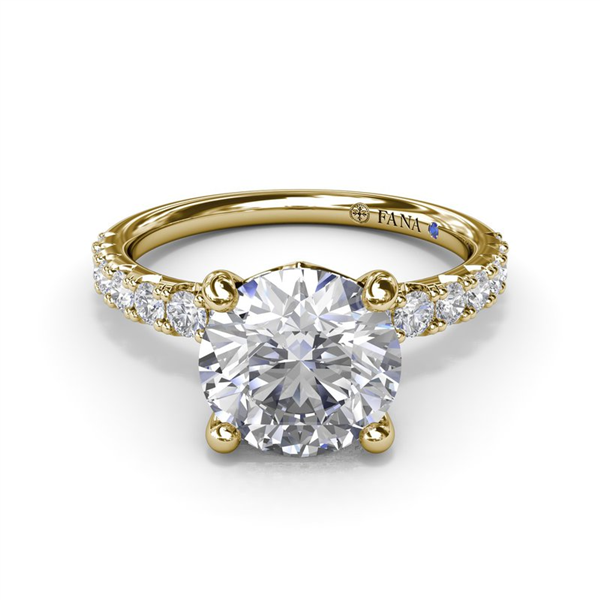 14K Graduated Pave Diamond Semi-Mount Engagement Ring