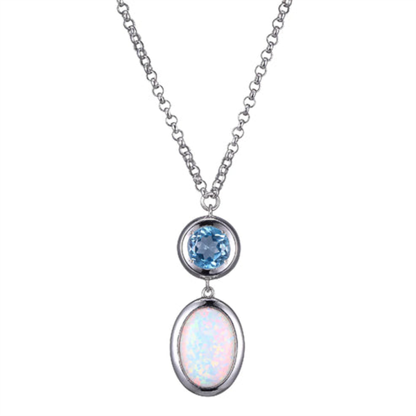 Sterling Silver Opal & Blue Topaz Mirage Necklace