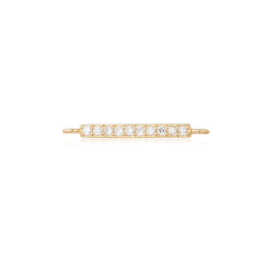 14 Karat Yellow Gold Laboratory-Grown Diamonds Bar Charm Lab Grown Diamond Bracelet