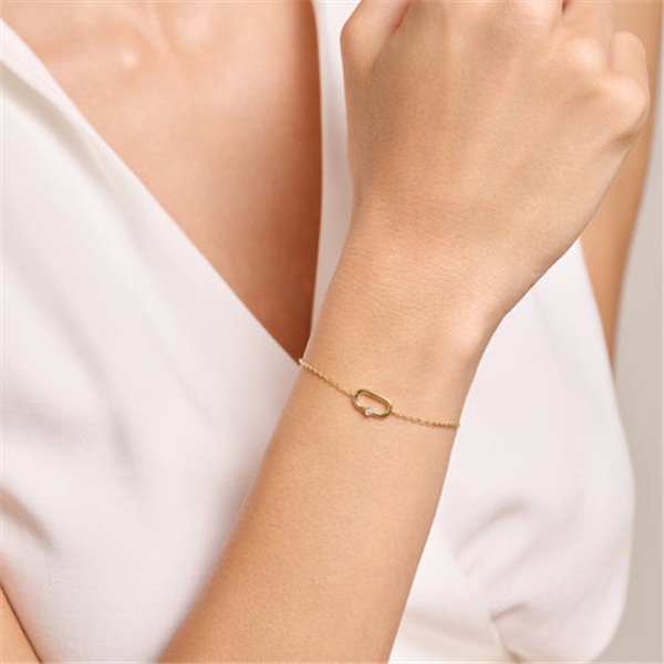 14K Gold Plated Oval Link Diamond Bracelet