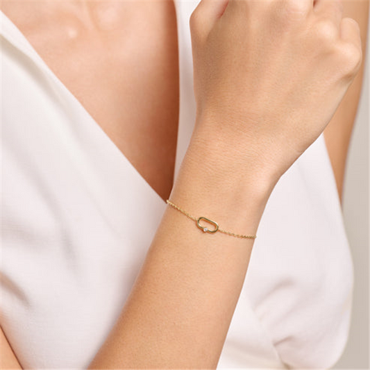 14K Gold Plated Oval Link Diamond Bracelet