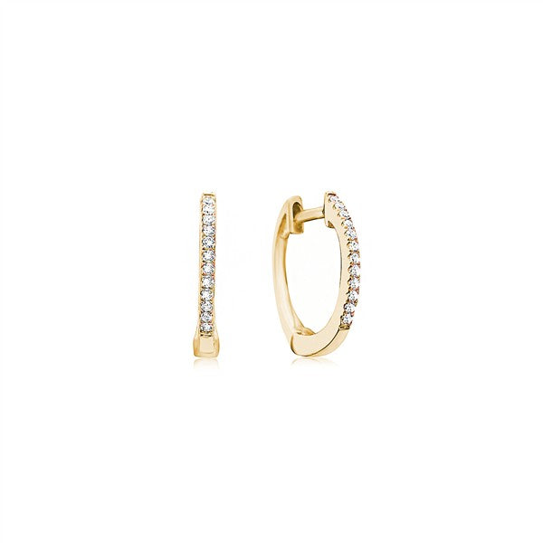 14K Yellow Gold Small Diamond Hoop Earrings