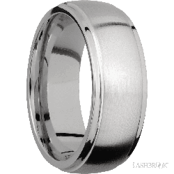 8 mm wide Domed Stepped Down Edges Titanium band.