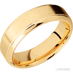 7 mm wide High Bevel Milgrain 14K Yellow Gold band.