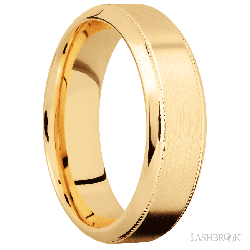 7 mm wide High Bevel Milgrain 14K Yellow Gold band.