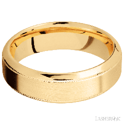 7 mm wide High Bevel Milgrain 14K Yellow Gold band.