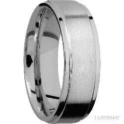 7 mm wide Flat Grooved Edges Titanium band.