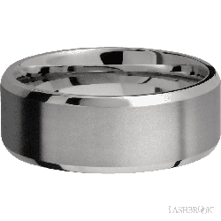 8 mm wide Beveled Titanium band.
