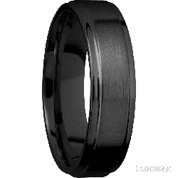 6 mm wide Flat Grooved Edges Zirconium band.