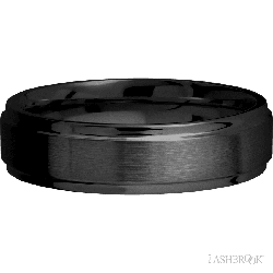 6 mm wide Flat Grooved Edges Zirconium band.