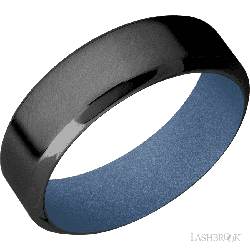 7 mm wide High Bevel Zirconium band featuring a Crushed Orchid sleeve.