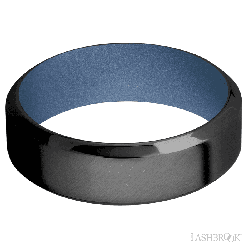 7 mm wide High Bevel Zirconium band featuring a Crushed Orchid sleeve.