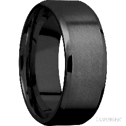 8 mm wide Beveled Zirconium band.
