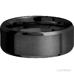 8 mm wide Beveled Zirconium band.