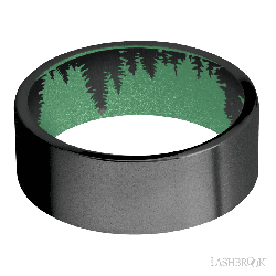 8 mm wide Flat Zirconium band featuring a Squatch sleeve.