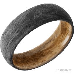 7 mm wide Domed Forged Carbon Fiber band featuring a Whiskey Barrel sleeve.