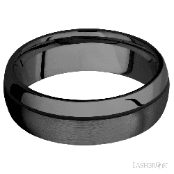 7 mm wide/Domed/Zirconium band with one 0.5 mm Off Center inlay of Black.