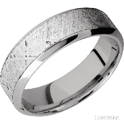 7 mm wide/High Bevel/18K White Gold band with one 4 mm Centered inlay of Meteorite.