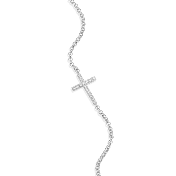 Sterling Silver Lab Grown Diamond Cross Bolo Bracelet