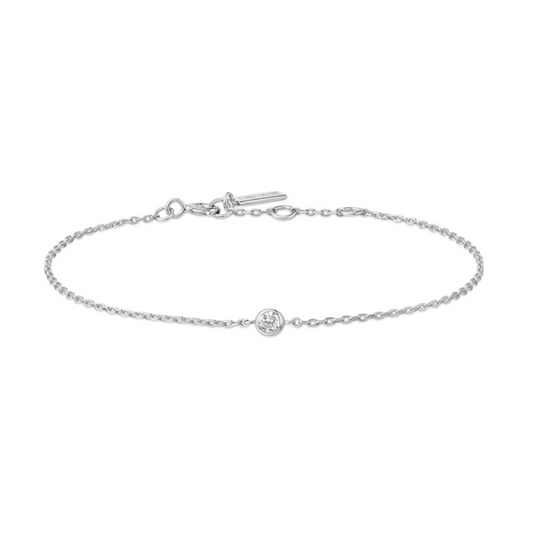 Sterling Silver Polished Sparkle Bezel Bracele