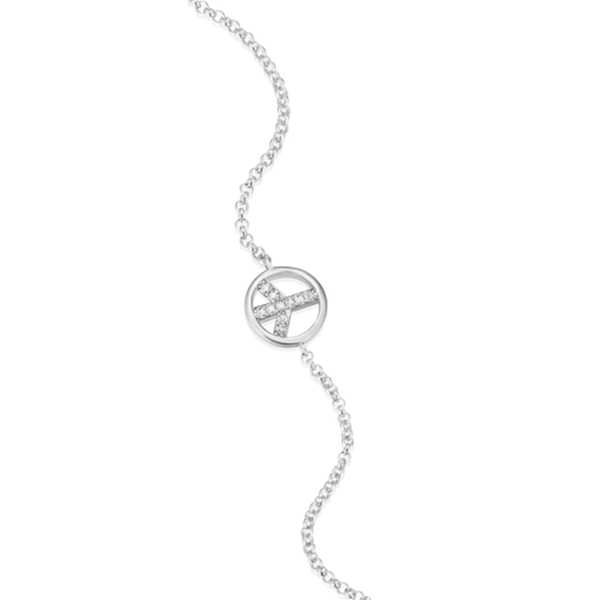 14K Gold Plated Diamond Peace Bolo Bracelet