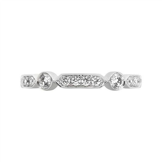 14 Karat White Gold Diamond Bezel & Pave Wedding Band