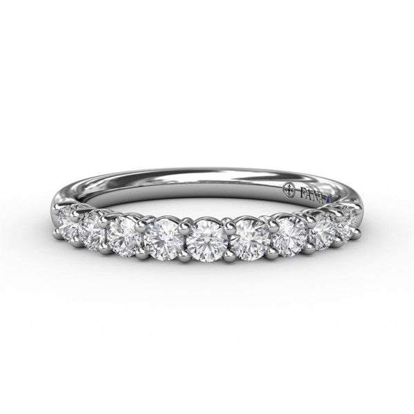 14K White Gold Diamond Shared Prong Wedding Band