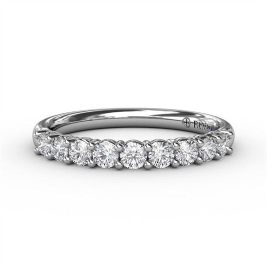14K White Gold Diamond Shared Prong Wedding Band