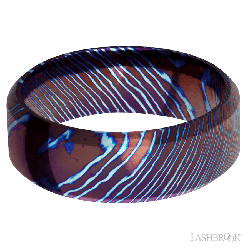8 mm wide High Bevel Titanium Damascus band.