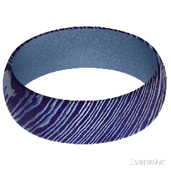 7 mm wide Domed Titanium Damascus band featuring a Crushed Orchid sleeve.