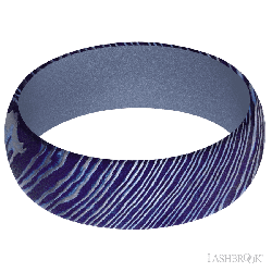 7 mm wide Domed Titanium Damascus band featuring a Crushed Orchid sleeve.