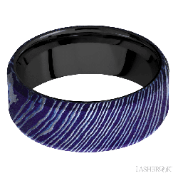 8 mm wide Beveled Titanium Damascus band featuring a Zirconium sleeve.