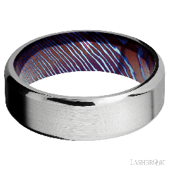 7 mm wide Beveled Cobalt Chrome band featuring a Titanium Damascus sleeve.
