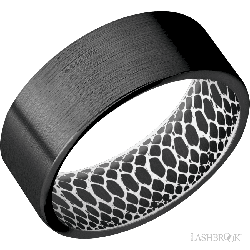 8 mm wide Flat Zirconium band featuring a White sleeve.