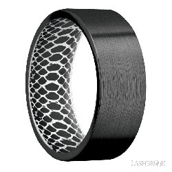 8 mm wide Flat Zirconium band featuring a White sleeve.