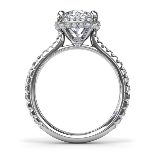 14K Cushion Halo Diamond Semi-Mount Engagement Ring