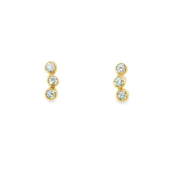 14K Diamond Bezel Mini Climber Earrings