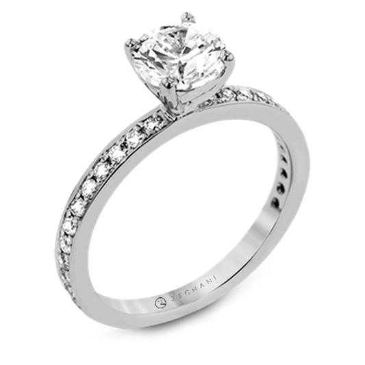 14K Classic Straight Band Diamond Semi-Mount Engagement Ring