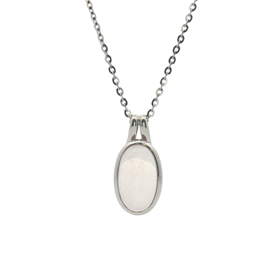 14 Karat White Gold Rose Quartz Bezel Pendant