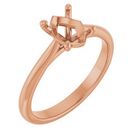 14K Rose Gold Oval Solitaire Ring Mounting