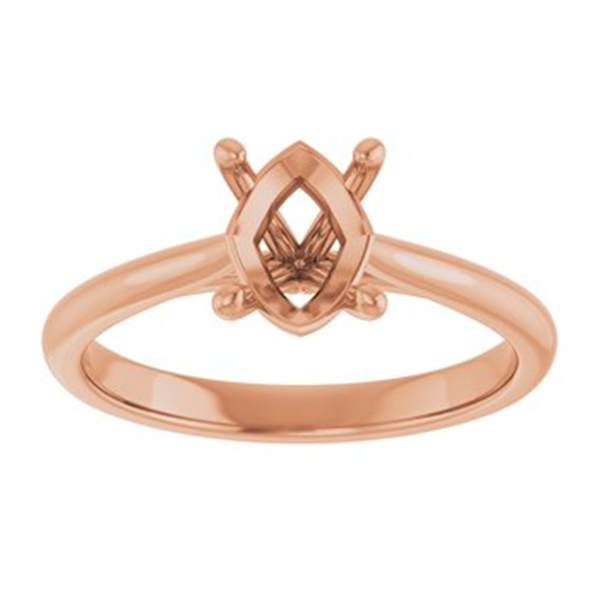 14K Rose Gold Oval Solitaire Ring Mounting